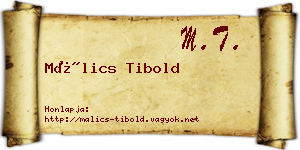 Málics Tibold névjegykártya